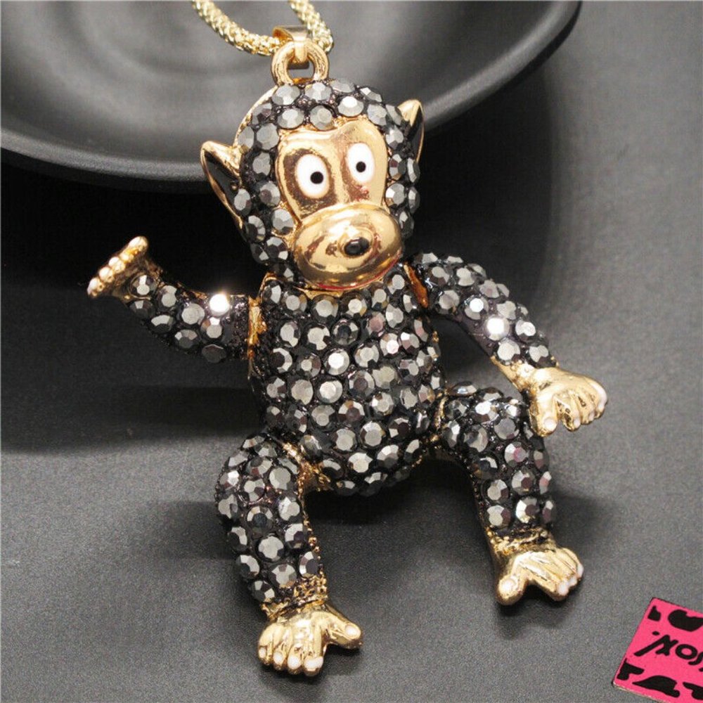 NEW Betsey Johnson Monkey Necklace Pendant Chain